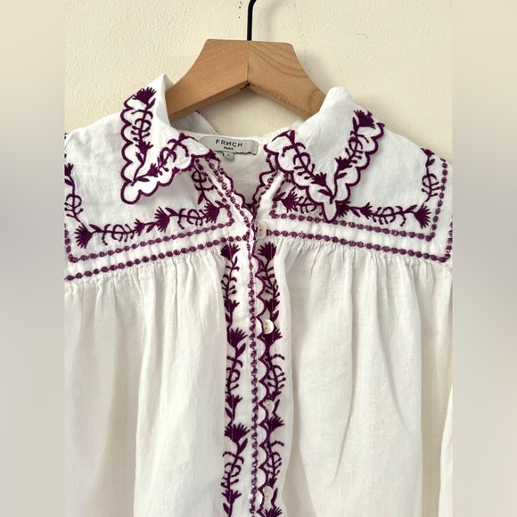 FRNCH airy long sleeve embroidered women’s blouse size small - Picture 3 of 4